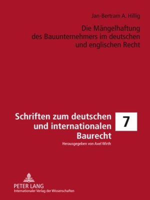 cover image of Die Mängelhaftung des Bauunternehmers im deutschen und englischen Recht